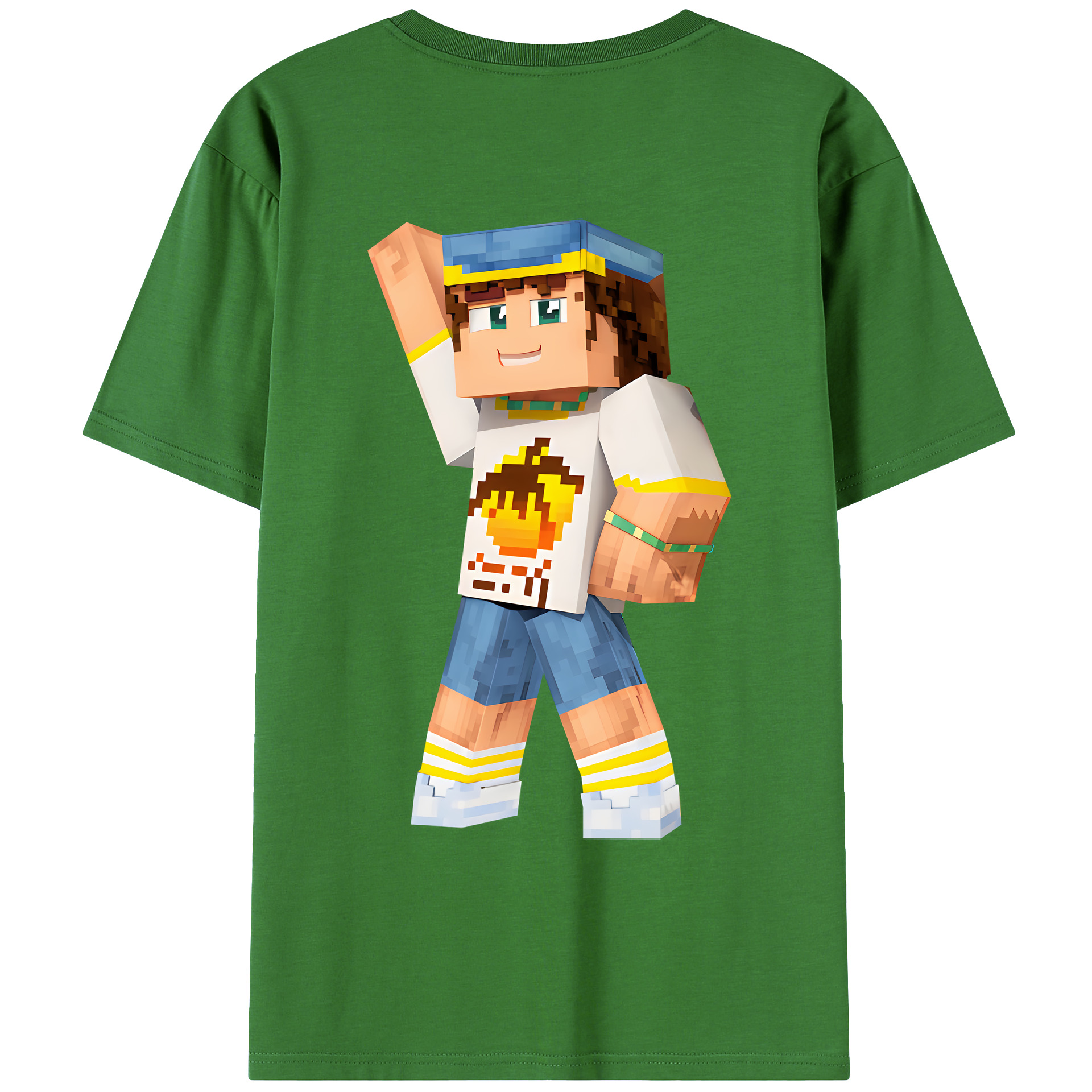 （画像用） マインクラフト ブロックの世界 Minecraft MC Block world レディース半袖Tシャツ(バックプリント)